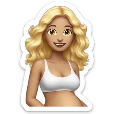 adorable pregnant blond full body women with beach-wave-hair sticker