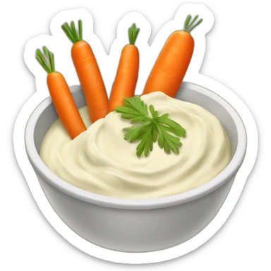 ranch dip with carrots, in the style of IOS emoji sticker