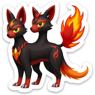 Darkrai-Litten-Torracat-Houndoom-Meloetta-Fakémon-creature-hybrid-fusion, full body sticker
