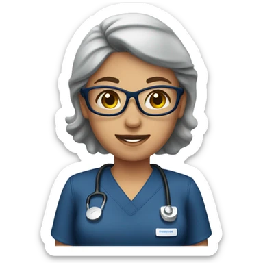 Nurse with navy scrubs sticker
