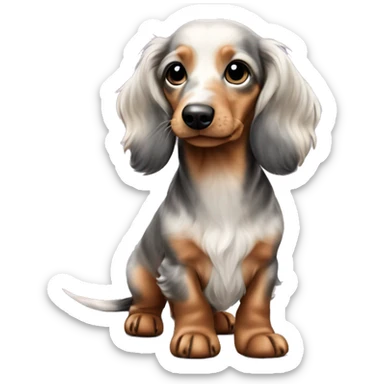 light Merle long haired Dachshund puppy full body sticker