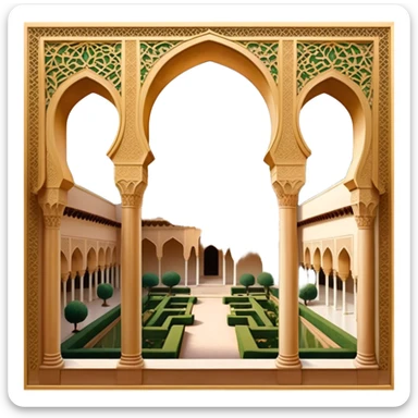​Cinematic Realistic Alhambra, depicted as a panoramic, zoomed-out view of the entire majestic Moorish palace complex with intricate arches, expansive courtyards, and lush gardens, bathed in soft golden lighting that highlights its opulent historical beauty, sticker