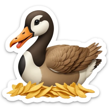 The Canada Goose Is Eating Lots Of Chips In Thanksgiving Day Meal sticker