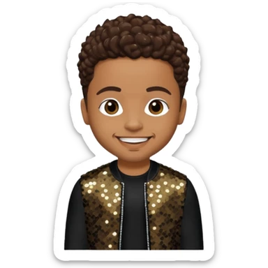 Raz-B from B2K with dark brown hair, black sequin outfit sticker
