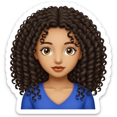Beautiful Haitian and Puerto Rican girl with light brown skin and long black length very curly hair and beautiful hazel eyes sticker