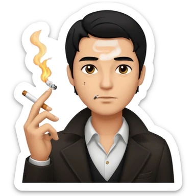 man with black hair and black eyes but handsome With dark smoking  sticker