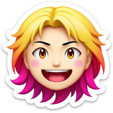 Cinematic Realistic Manga Comics Emoji, depicted as a dynamic stylized illustration inspired by Japanese manga art with bold lines and expressive characters, rendered with vibrant textures and energetic colorful lighting that captures its iconic style. sticker