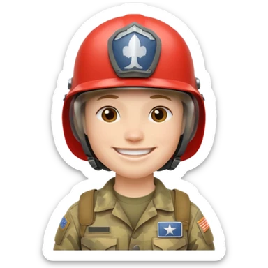 make a brave US soldier with white and natural skin like a human sticker