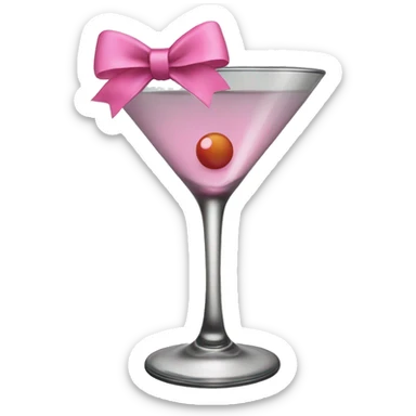 martini glass with pink bow sticker