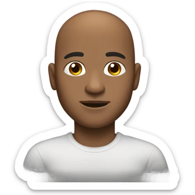 A man with a bit dark skin not too dark and not white too and very small hair almost bald sticker