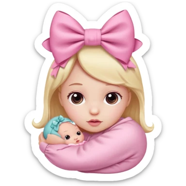 Newborn with a bow sticker