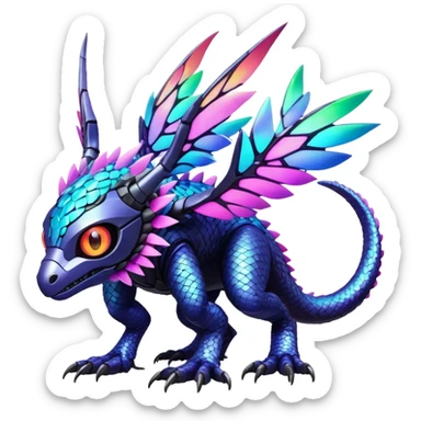  exotic futuristic lush warm-colored modern colorful neon-colored cyber-Fakémon-Digimon-Trico-creature sticker