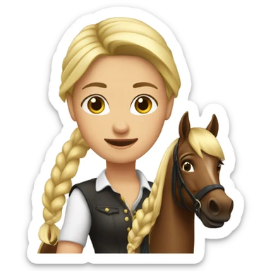 Blonde girl with braid on horseback dark bay arabian sticker