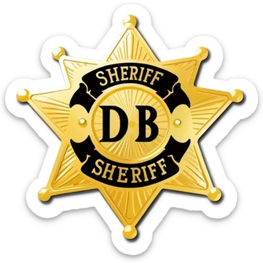 A sheriff badge that says DB sticker