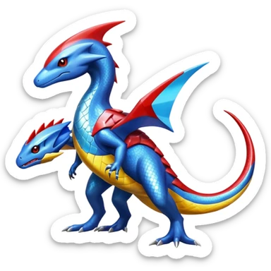 Shiny Glossy Oily Futuristic Latios-Gabite-Salandit-Helioptile-fusion (full body) sticker