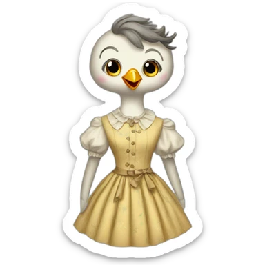 Cuckoo bird wearing a vintage dress sticker