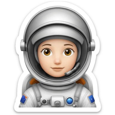 Astronaut in white EVA suit with silver visor helmet sticker