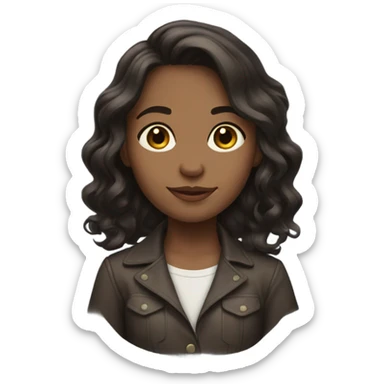 girl with dark wavy brown hair shoulder length  sticker