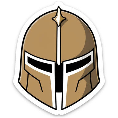 Historical medieval helmet with light rust patterns and aged appearance sticker