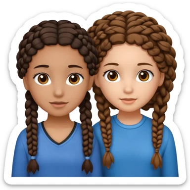 2 girl best friends. One is black with braids and brown eyes. One is white with curly brown hair with brown eyes. sticker