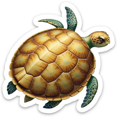 Cinematic Noble Sea Turtle Portrait Emoji, Poised and wise, with a majestic, domed shell adorned with rich, textured patterns and a smooth, ancient body gliding gracefully through the water, deep, reflective eyes exuding calm wisdom, Simplified yet sharp and sophisticated features, highly detailed, glowing with a soft, oceanic glow, high shine, intelligent and graceful, stylized with an air of timeless marine majesty, focused and serene, soft glowing outline, capturing the essence of a watchful and confident sea guardian that appears ready to glide out of the screen with effortless authority! sticker