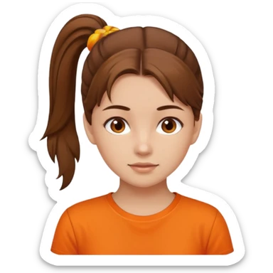 brown hair girl with ponytail and orange shirt sticker