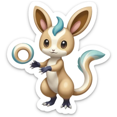 Colorful Skilled Adept Graceful Asian Painted Meloetta-Minccino-Absol-Emolga-Pachirisu-Floatzel-fusion-hybrid-creature (full body) sticker