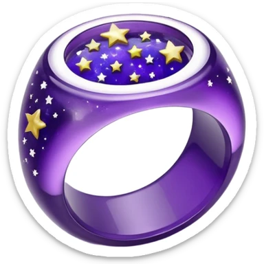 epoxy resin ring with space purple and stars motifs crystal sticker