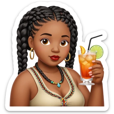  Chunky black woman with braids drinking  bc town royal sticker