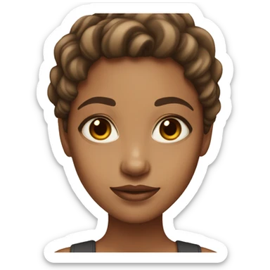 girl with light tan skin and brown eyes and brown hair with light highlights  sticker
