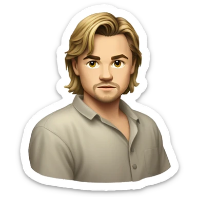 Young Leonardo DiCaprio with a short mullet, no facial hair sticker