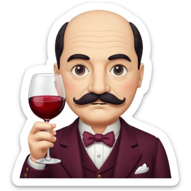 Hercule Poirot with a glass of wine sticker