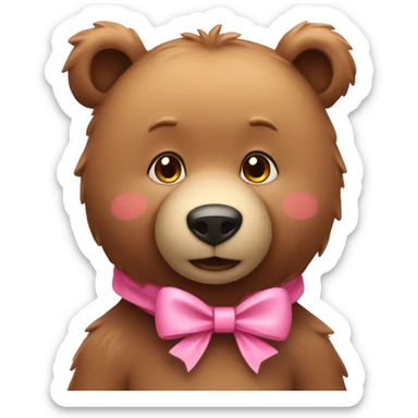 light brown bear with pretty pink bow around neck sticker