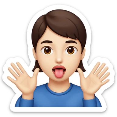 Tounge out with hands to side sticker