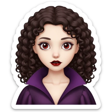 vampire brunette girl with curly, almost straight hair big sticker