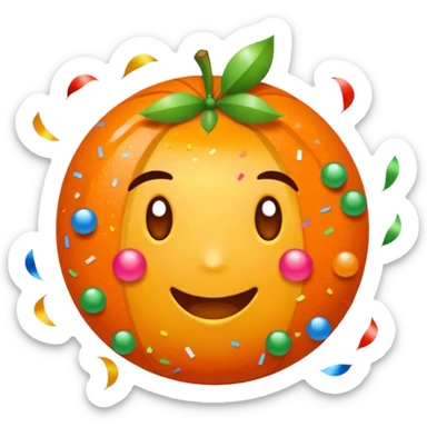 Una cara roja con naranja con rayos que explotan y llena de confeti  sticker