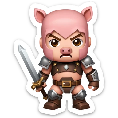 angry Minecraft baby Piglin in leather armor sticker
