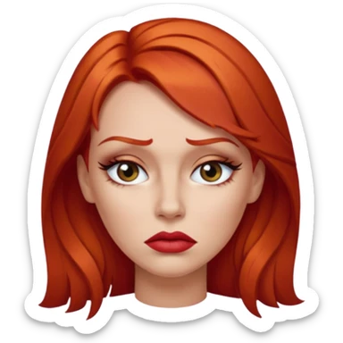 mujer pelirroja con los ojos y los labios maquillados enojada sticker