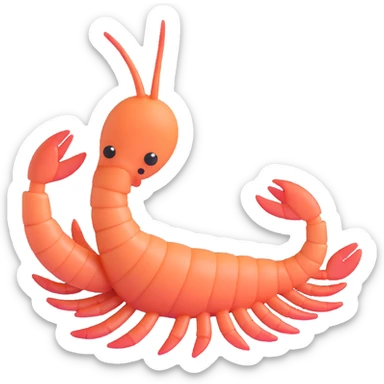 realistic shrimp, curled, 3D emoji style sticker