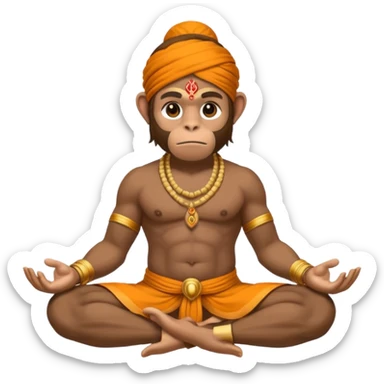 Hanuman ji monkey face hunk build body having mukut and dhoti and should be seated in pease to pray Ramji sticker