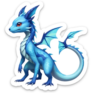 Anthropomorphic Scaley Shiny White Iridescent Colorful Exotic Salandit-Aurorus-Glaceon-Fakémon-hybrid-creature (full body)  sticker