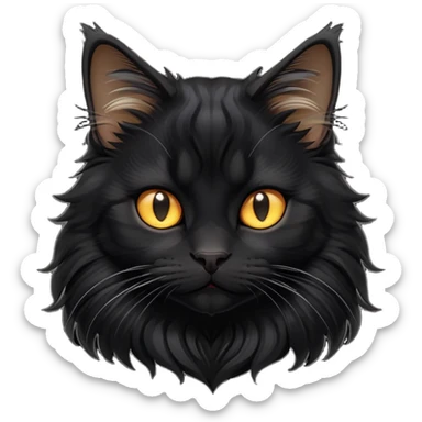 cinematic-cute black-maine-coon-cat-portrait-emoji,-head-tilted-playfully-and-inquisitively,-sleek--black-fur,-simplified-yet-adorable-features,-highly-detailed,-glowing-with-a-warm,-friendly-glow  sticker