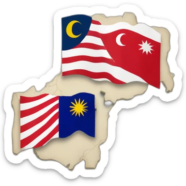maps of Indonesia and Malaysia together with respective flags sticker