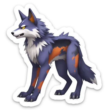 Cool Edgy Colorful Digimon-Fakemon-Wolf with edgy markings full body sticker