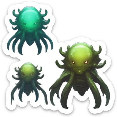 alien sea creature  monster scifi roguelike rpg style inspired by slay thee spire sticker