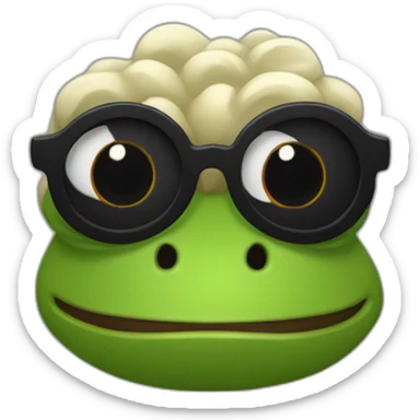 Pepe la rana con pestañas y pelo negro sticker