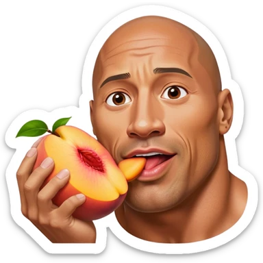 Dwayne the rock Johnson licking a peach sticker