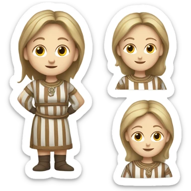 White woman 11th century, with vertical striped tunic sticker