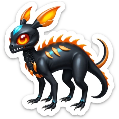 Shiny Evil Black And Orange Duskull-Salandit-Sylveon-Fakémon-hybrid-creature (full body)  sticker
