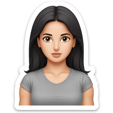 ipretty bratz emoji of katrina kaif wearing a grey tee, muscular sticker